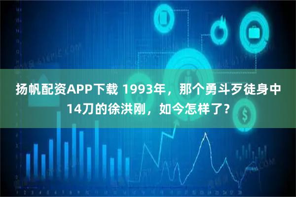 扬帆配资APP下载 1993年，那个勇斗歹徒身中14刀的徐洪刚，如今怎样了？