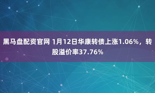 黑马盘配资官网 1月12日华康转债上涨1.06%，转股溢价率37.76%